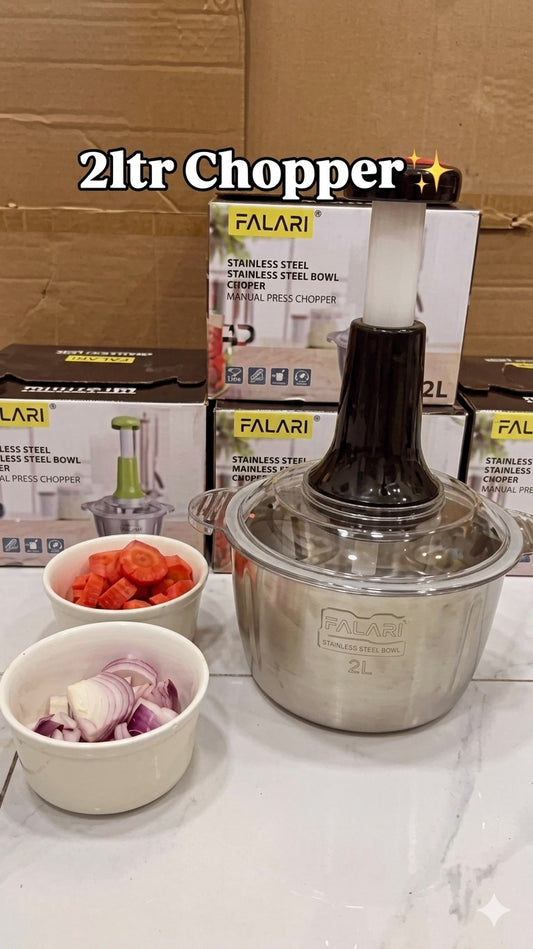 Large 2L Effortless Hand-Press Vegetable Chopper & Manual Meat Mincer