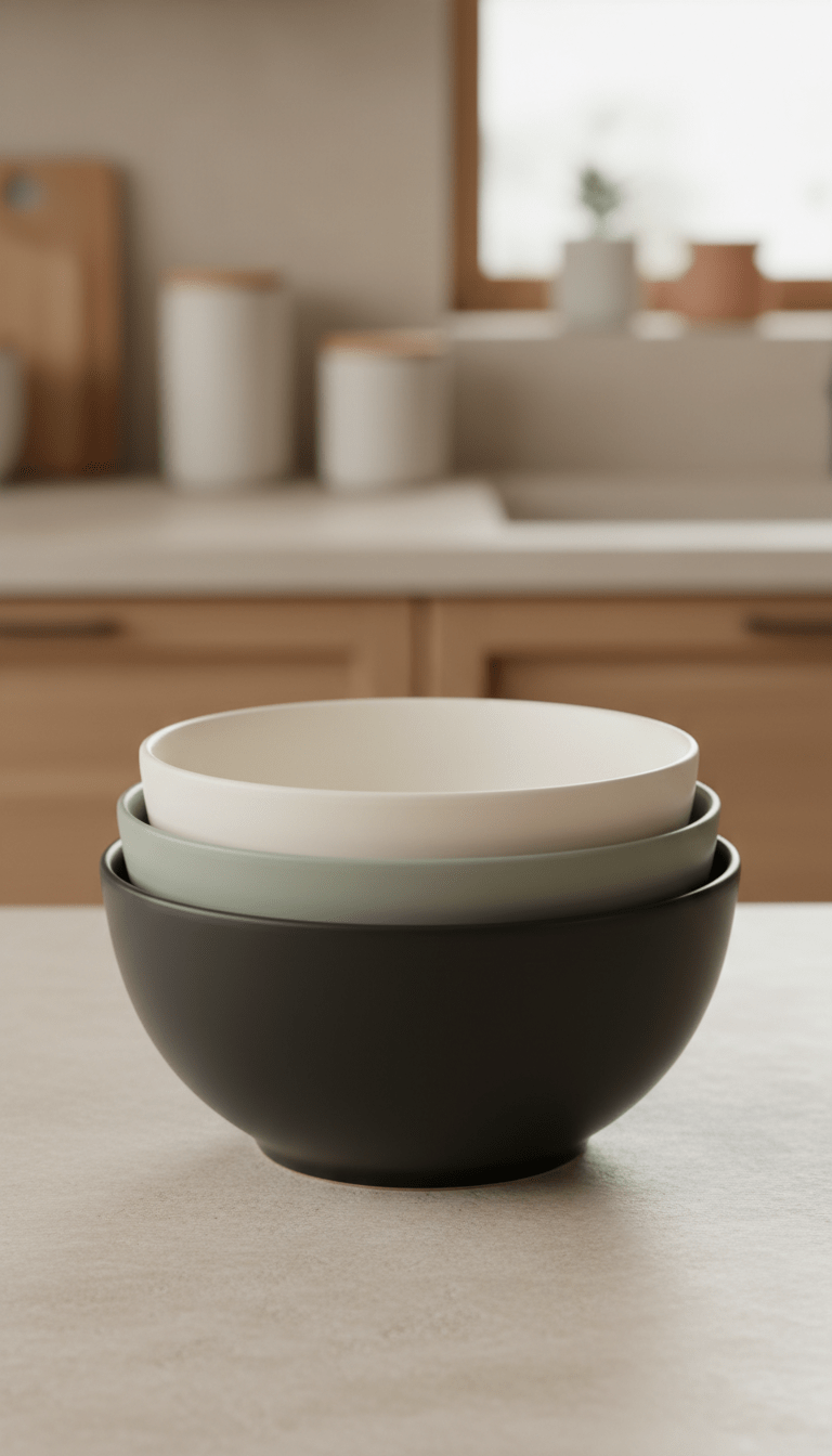 Matte Ceramic Mixing Bowl Set in Soft Grey - The Kitchen Ease