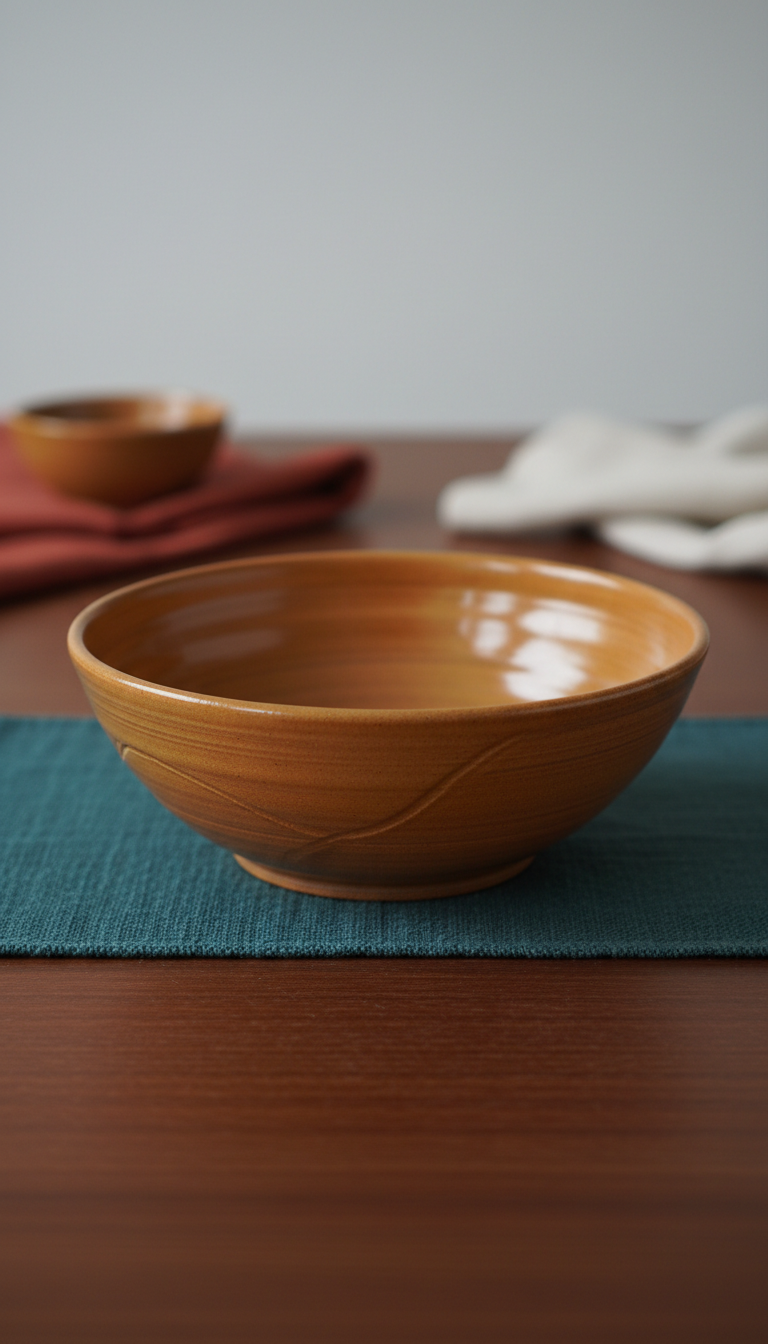Hand-thrown ceramic serving bowl with textured glaze