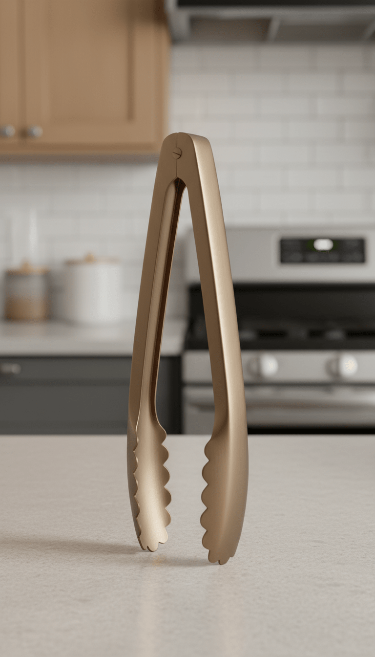 Modern Bronze Kitchen Tongs with Soft-Touch Grip - The Kitchen Ease