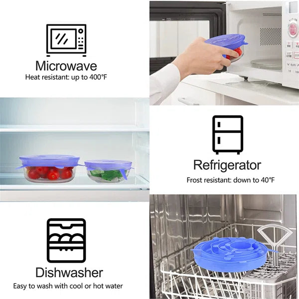 6-Piece Adjustable Stretchable Silicone Food Covers & Bowl Lids Set