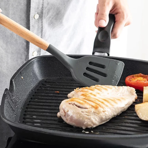 Premium 12-Piece Non-Stick Silicone Cooking Utensils Set with Wooden Handles