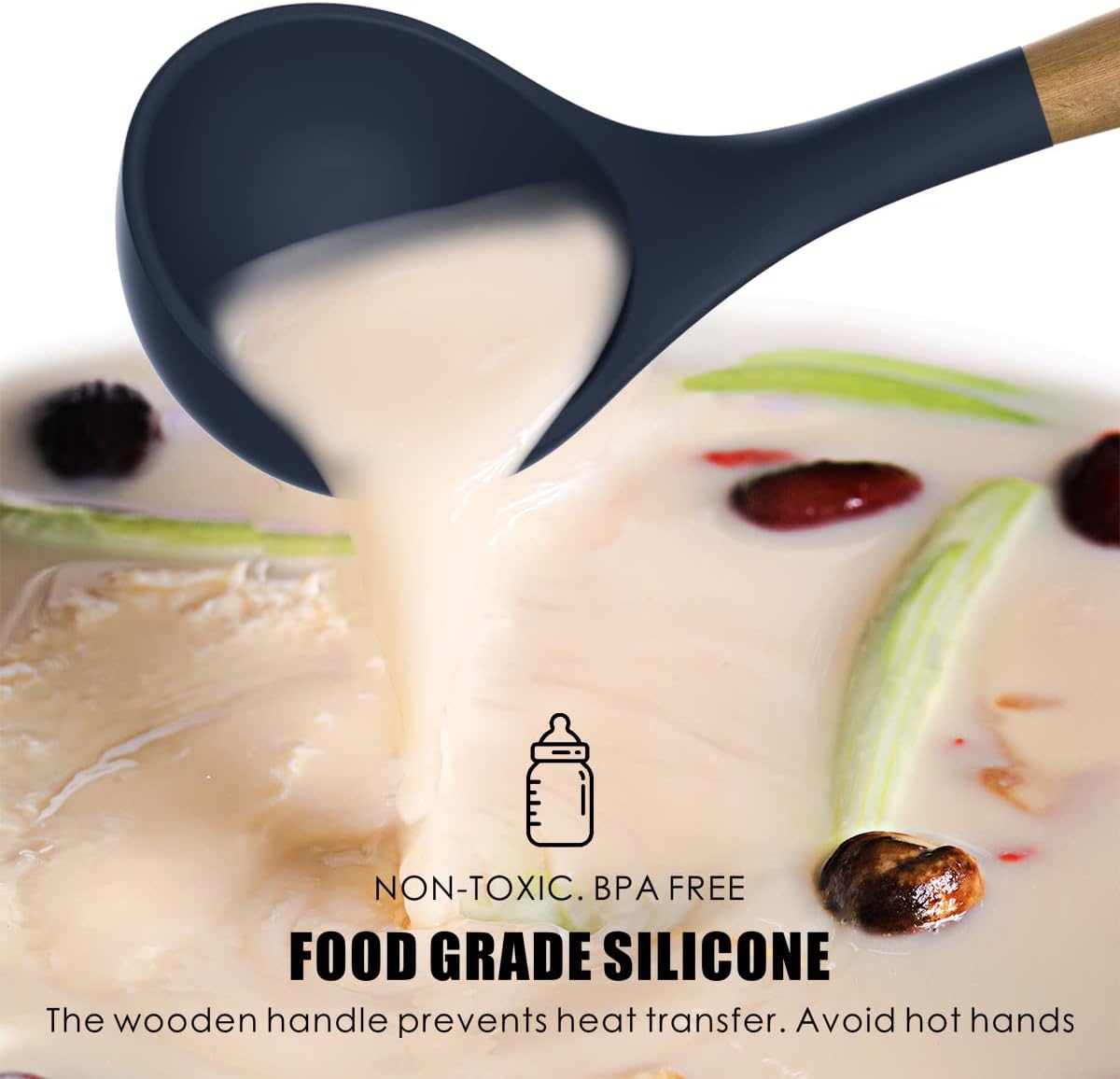 Premium 12-Piece Non-Stick Silicone Cooking Utensils Set with Wooden Handles