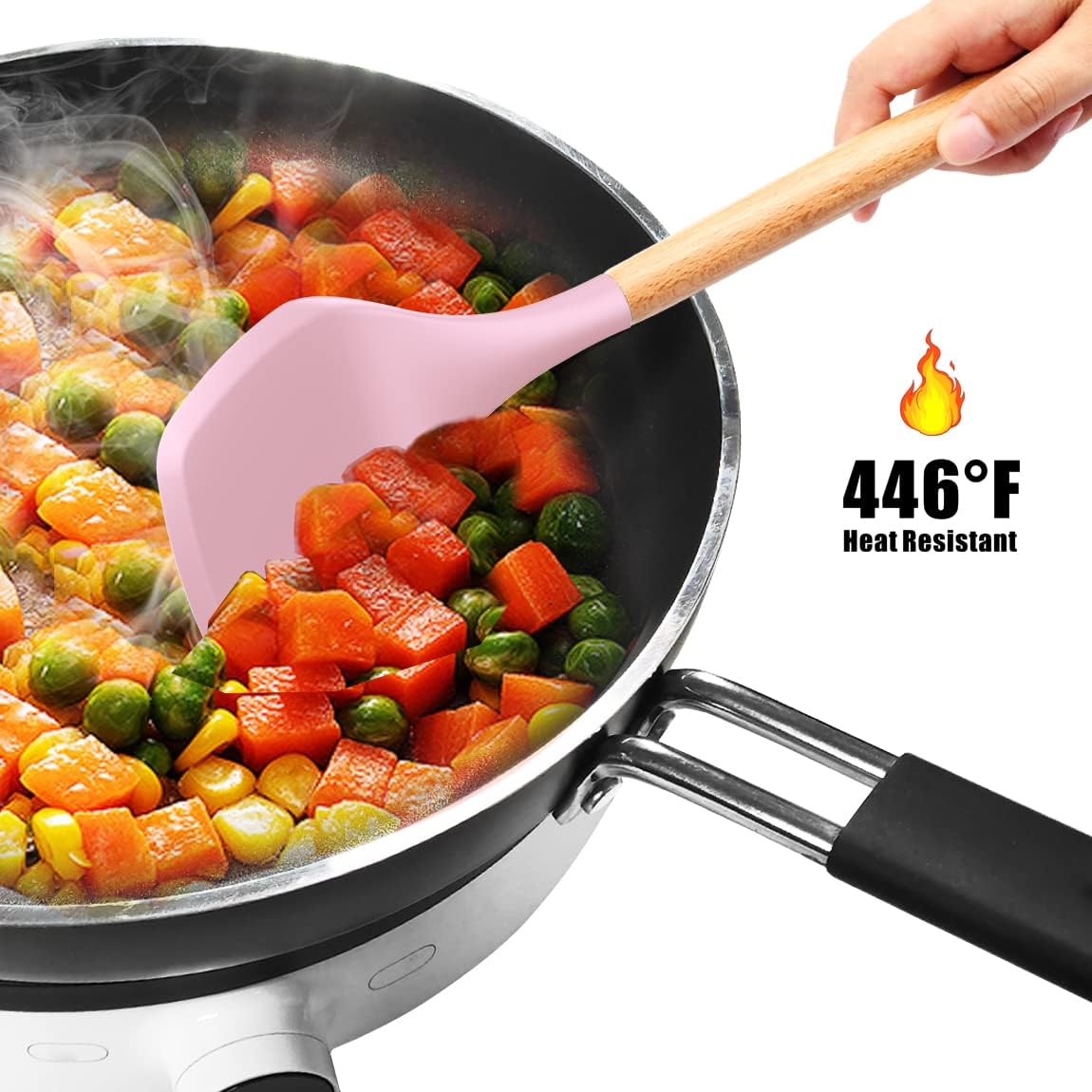 Premium 12-Piece Non-Stick Silicone Cooking Utensils Set with Wooden Handles