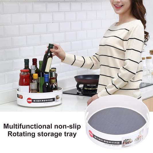 Multifunctional 360° Rotating Kitchen Storage Tray & Spice Organizer