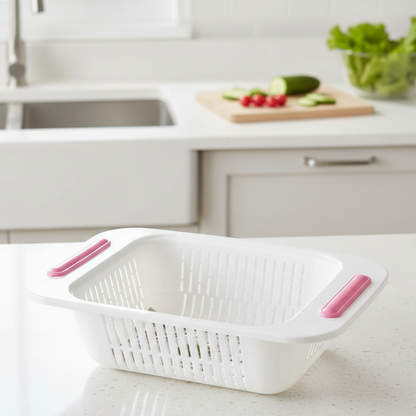 Expandable Kitchen Sink Colander Strainer Basket for Fruits & Vegetables