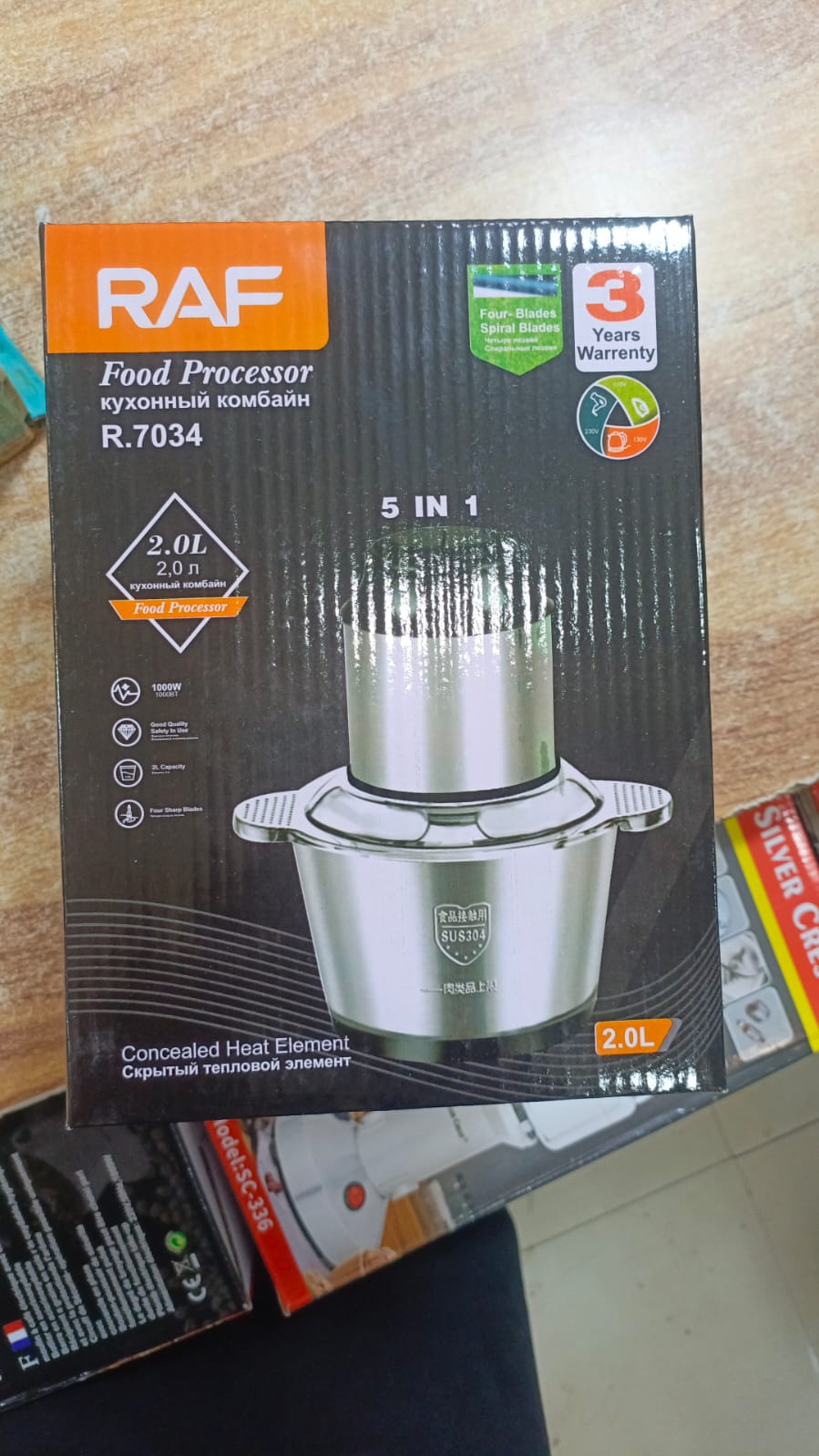 RAF Premium 800W Electric Meat Chopper & Kitchen Food Processor (2L Stainless Steel)