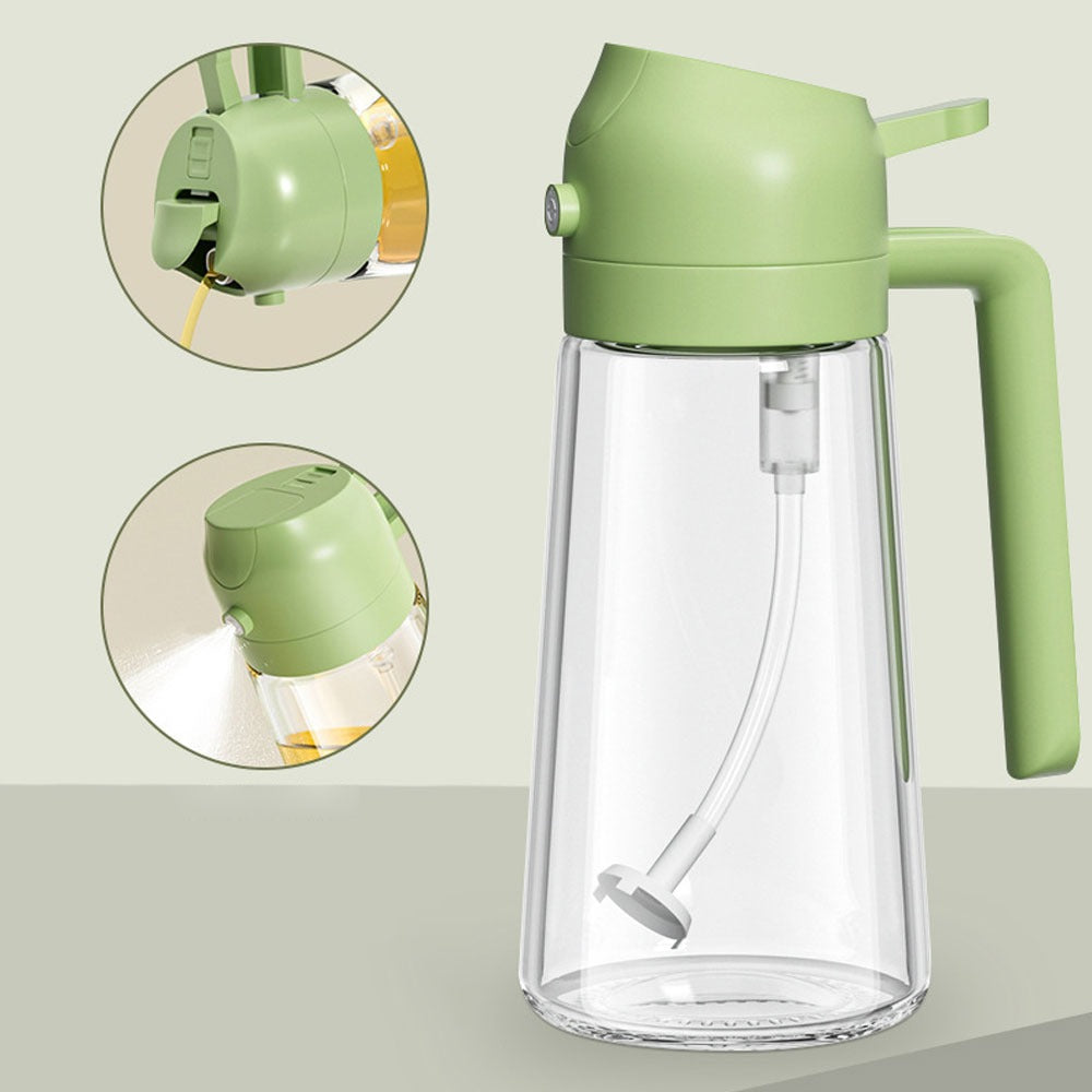 Premium 2-in-1 Glass Oil Spray & Pour Bottle for Cooking & Air Fryer