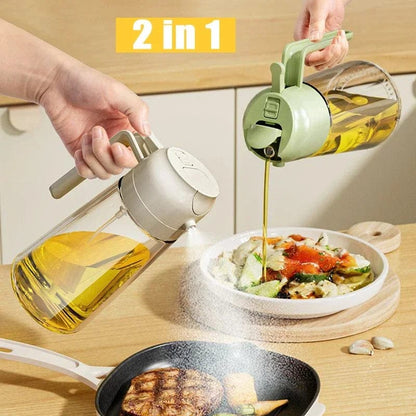Premium 2-in-1 Glass Oil Spray & Pour Bottle for Cooking & Air Fryer
