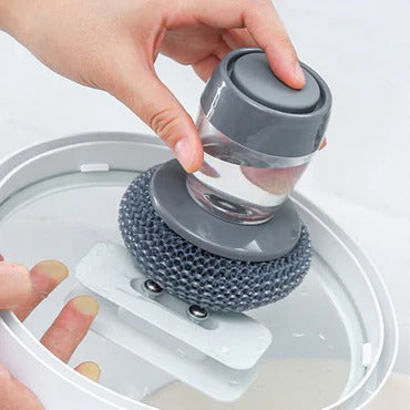 Automatic Liquid Soap Dispensing Palm Brush for Kitchen Dishwashing