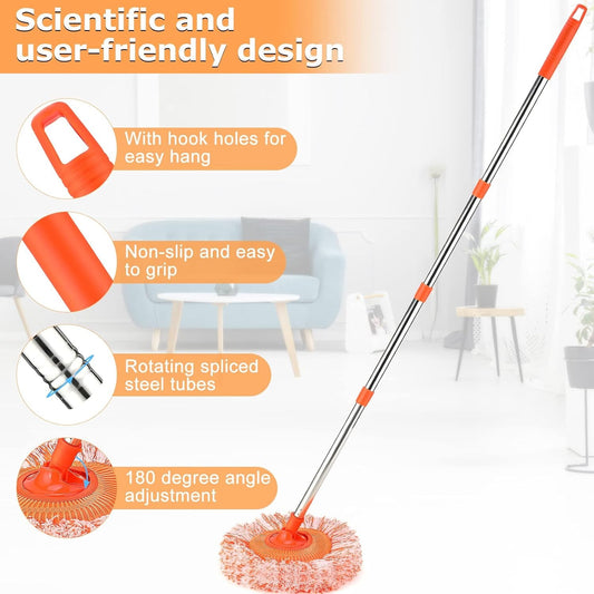 360° Rotatable Long Handle Telescopic Cleaning Mop with Detachable Microfiber Head