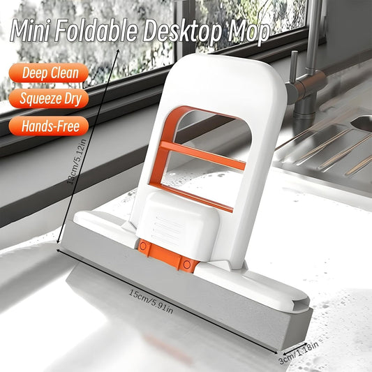 Mini Portable Foldable Desktop Squeeze Mop for Kitchen & Bathroom Cleaning