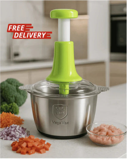 Large 2L Effortless Hand-Press Vegetable Chopper & Manual Meat Mincer