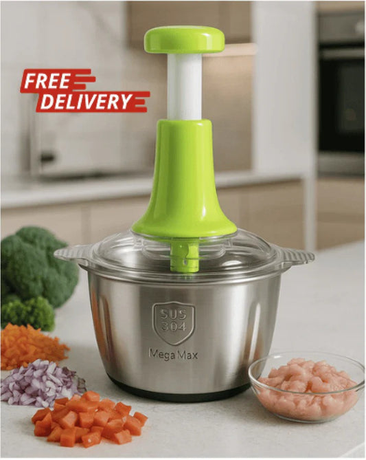 Large 2L Effortless Hand-Press Vegetable Chopper & Manual Meat Mincer