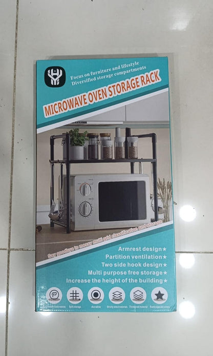 Premium 2-Tier Microwave Oven Storage Rack & Kitchen Counter Organizer