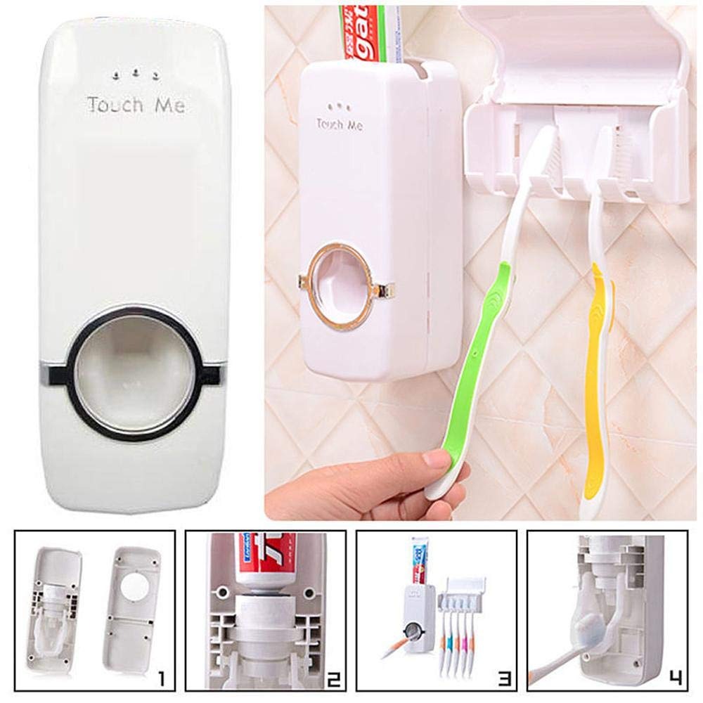 Premium Automatic Toothpaste Dispenser with 5-Slot Toothbrush Holder Wall-Mounted