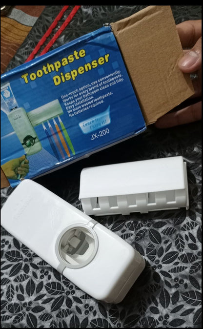 Premium Automatic Toothpaste Dispenser with 5-Slot Toothbrush Holder Wall-Mounted