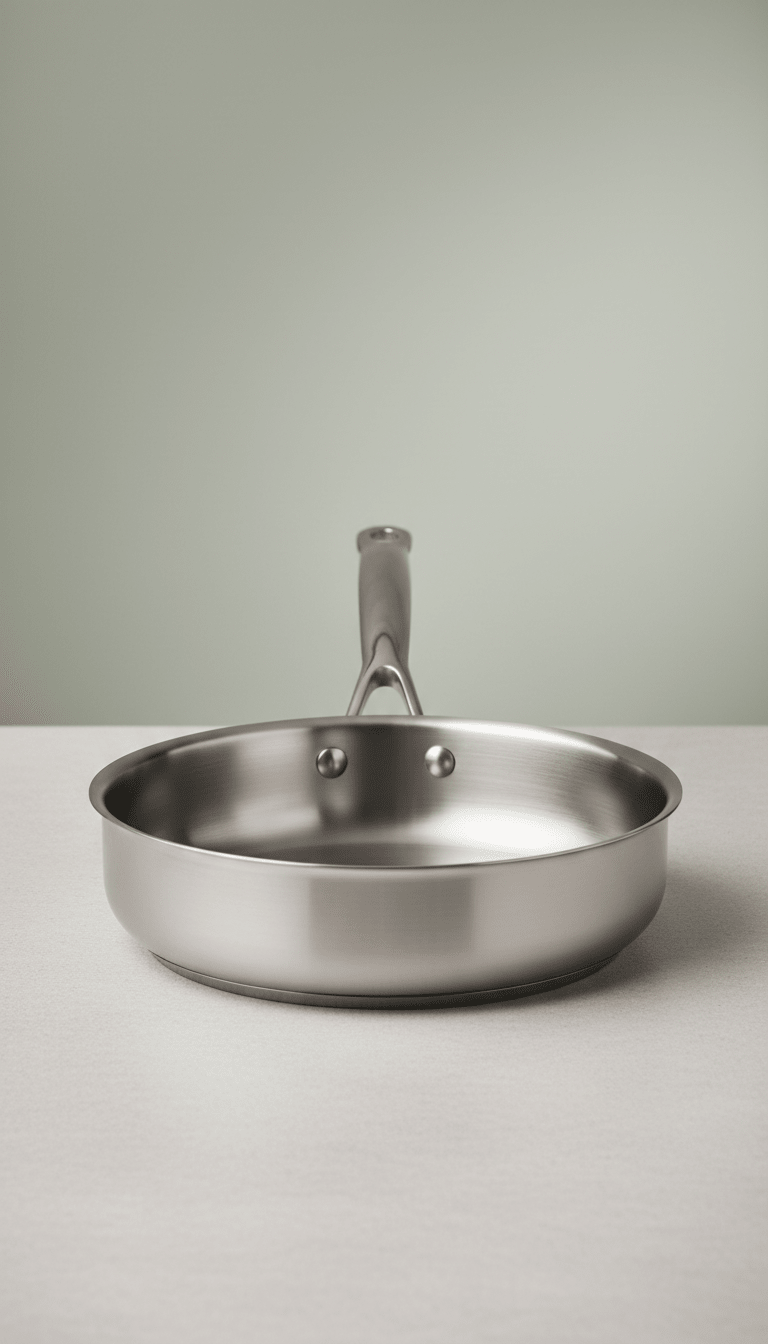 Stainless Steel Sauté Pan With Ergonomic Handle - The Kitchen Ease