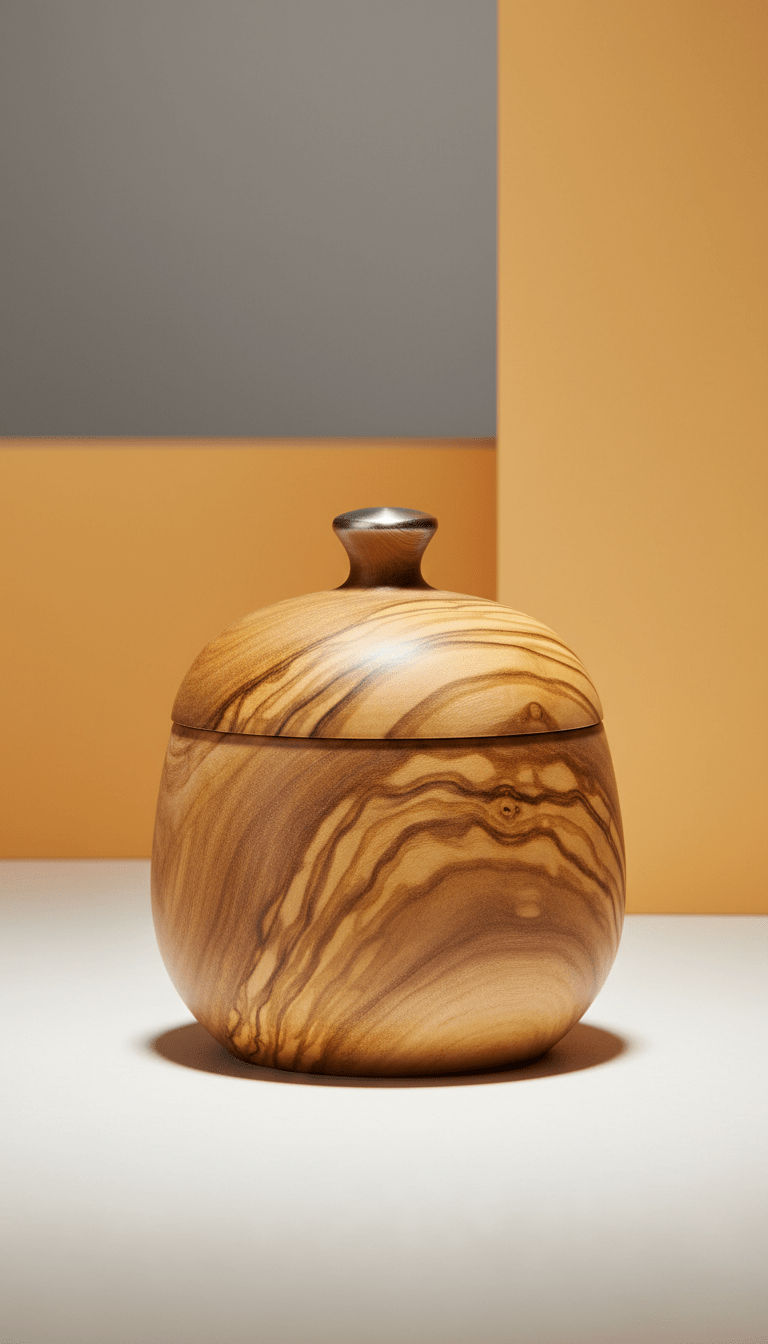 Golden Olivewood Salt Cellar with Lid - The Kitchen Ease