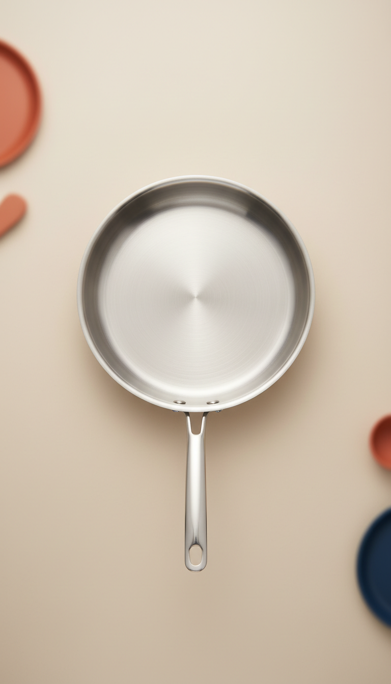 Stainless steel sauté pan with induction base