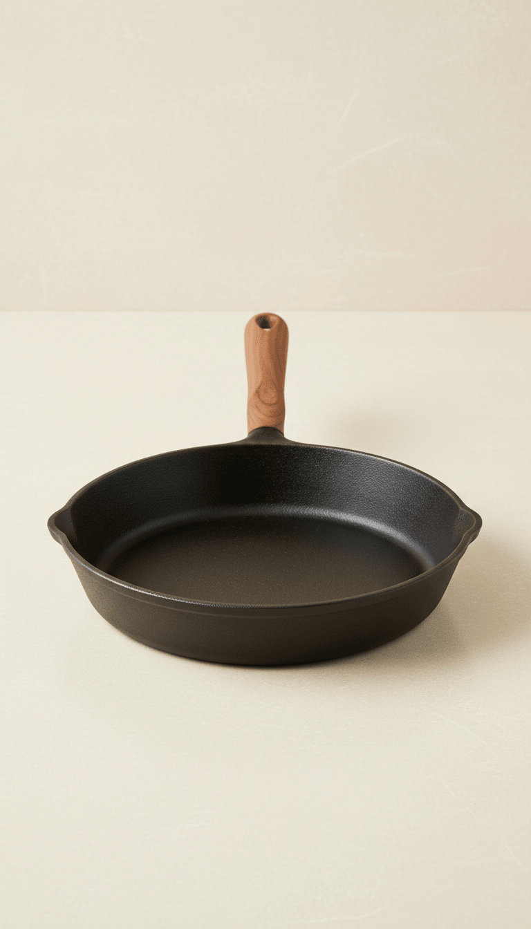 Cast Iron Sauté Pan Walnut Handle - The Kitchen Ease