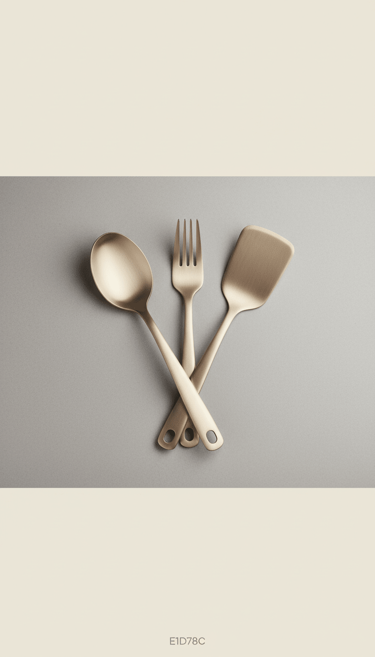 Brushed Metal Utensil Set with Stand - The Kitchen Ease