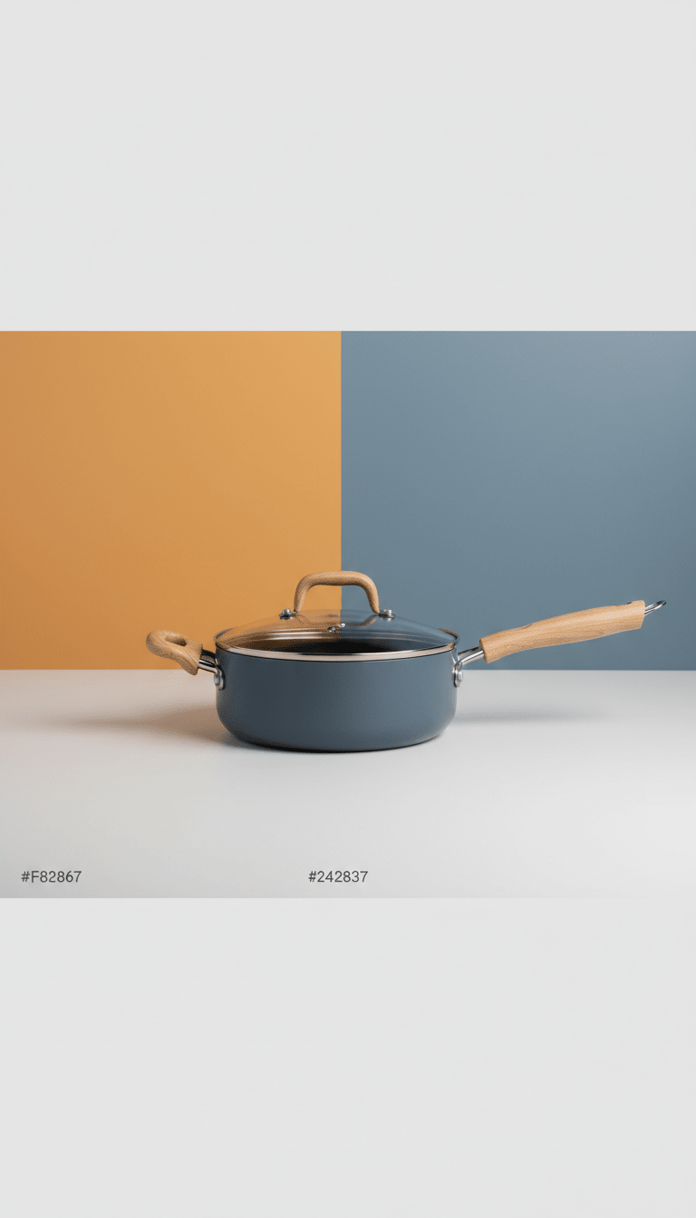 Slate Blue Nonstick Saucepan with Glass Lid - The Kitchen Ease