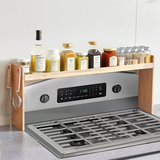 Magnetic shelf for over the stove kitchen storage spice rack